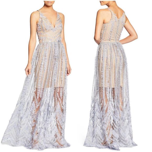 DRESS THE POPULATION Chelsea Lace A-line Gown NWOT